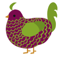 A wine and chartreuse chicken with a lace pattern