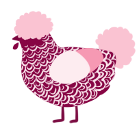A maroon and rose chicken with a double-lace pattern