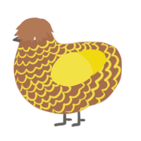 A brown and yellow chicken with a lace pattern