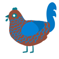A russet and sapphire chicken with a lace pattern