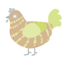 (unnamed), a beige and lemon chicken with a bar pattern