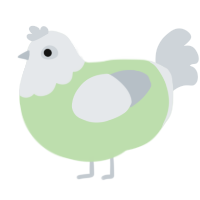 A gluppy and mist chicken with a head pattern