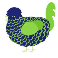 A navy and grass chicken with a lace pattern