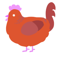 A vermilion and red chicken with a neck-band pattern