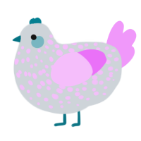 A mist and lavender chicken with a speckle pattern
