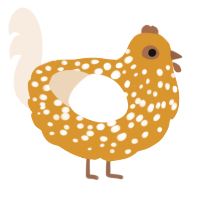 A orange and cream chicken with a speckle pattern