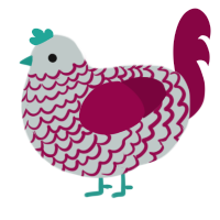 A silver and maroon chicken with a lace pattern