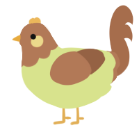 A lemon and brown chicken with a head pattern