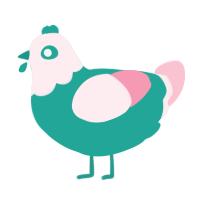 GetInto Hypnosis Mic, a turquoise and rose chicken with a head pattern