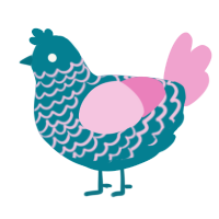 A sea and pink chicken with a lace pattern