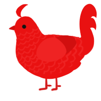 A red chicken with a lace pattern