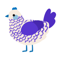 A cream and indigo chicken with a lace pattern