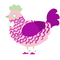 Strawberry Kiwi, a rose and plum chicken with a lace pattern