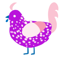 A amethyst and rose chicken with a speckle pattern