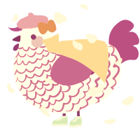 A white and amethyst chicken with a lace pattern