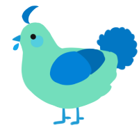 A mint and sapphire chicken