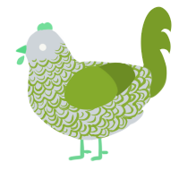 asphalt grass, a mist and chartreuse chicken with a double-lace pattern