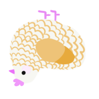 A white and honey chicken with a lace pattern