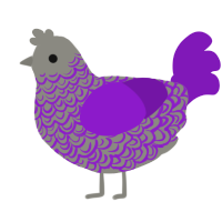 Whisper, a ash and violet chicken with a double-lace pattern