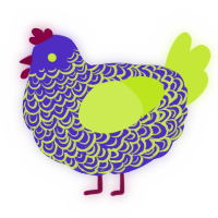 A indigo and lime chicken with a double-lace pattern