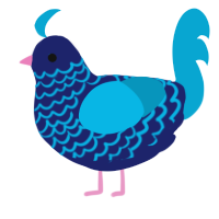 Gatorade, a navy and cerulean chicken with a lace pattern