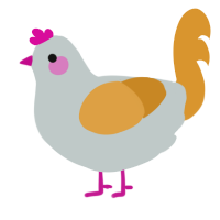 A silver and orange chicken