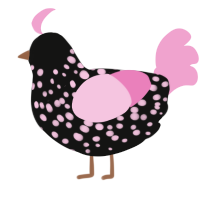 (unnamed), a black and pink chicken with a speckle pattern