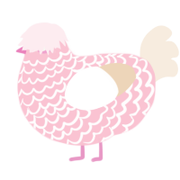 A rose and cream chicken with a lace pattern