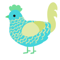 A aqua and lemon chicken with a lace pattern