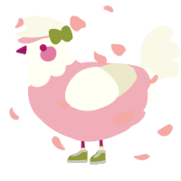 A pink and white chicken with a head pattern