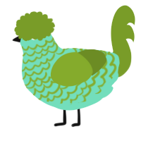A mint and chartreuse chicken with a lace pattern
