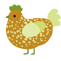 A ochre and lemon chicken with a speckle pattern