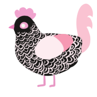 A sable and rose chicken with a double-lace pattern
