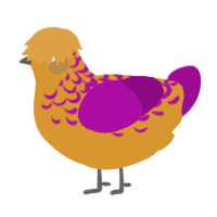 A orange and plum chicken with a half-lace pattern