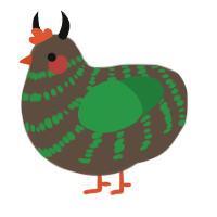 A bark and viridian chicken with a bar pattern