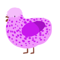 A lavender and amethyst chicken with a speckle pattern