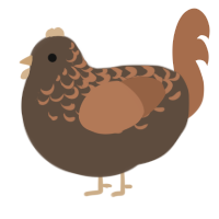 mulch, a bark and brown chicken with a half-lace pattern
