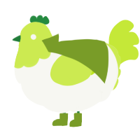 A white and lime chicken with a head pattern