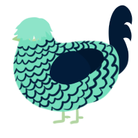 A mint and tumblr chicken with a lace pattern