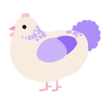 A cream and lilac chicken with a neck-speckle pattern