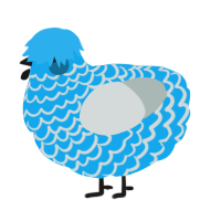 A sky and silver chicken with a lace pattern