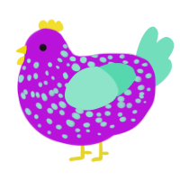 A amethyst and mint chicken with a speckle pattern