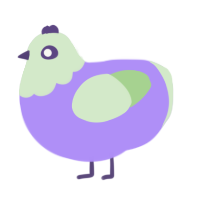 A lilac and gluppy chicken with a head pattern