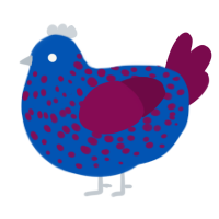 A ultramarine and wine chicken with a speckle pattern