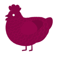 A maroon chicken with a lace pattern