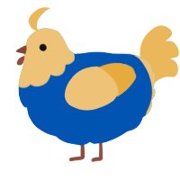 A ultramarine and honey chicken with a head pattern
