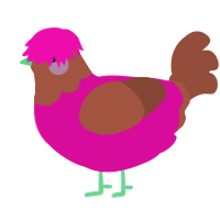 Sultana Bran Jr, a fuchsia and russet chicken with a head pattern
