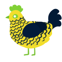 A yellow and tumblr chicken with a lace pattern