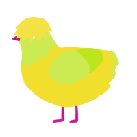 Lemon Lime, a yellow and lime chicken with a head pattern