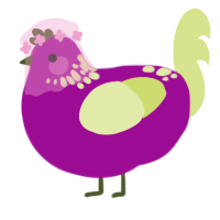 Aubery, a plum and lemon chicken with a neck-speckle pattern